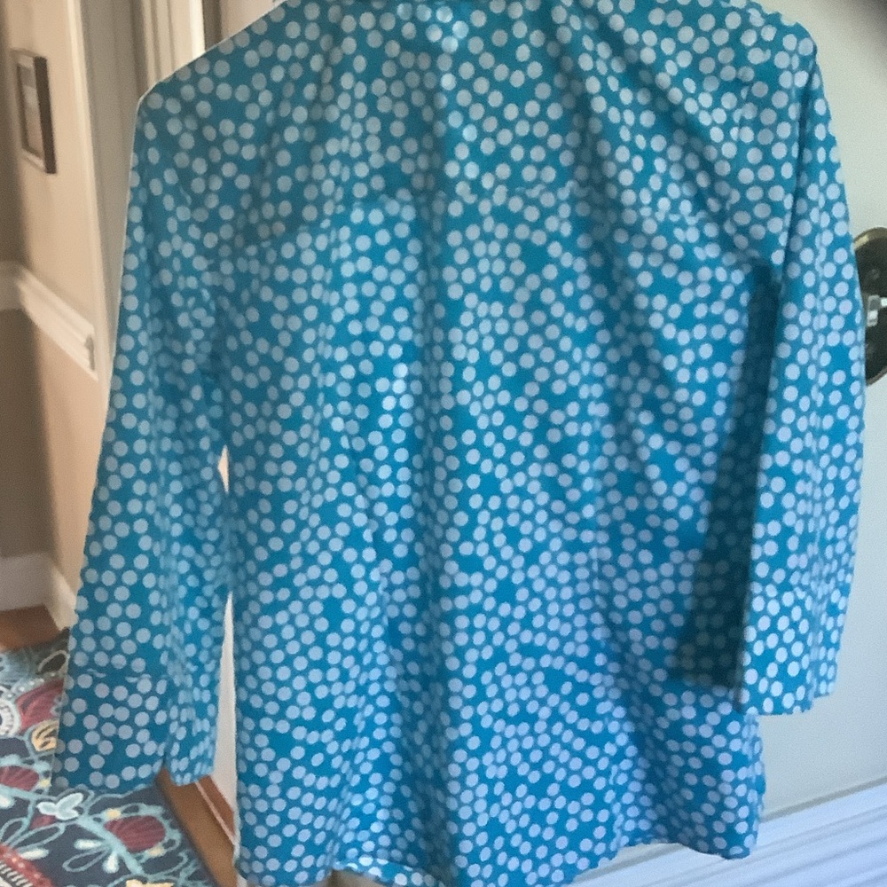 Chico's Turquoise and White Polka Dot Top - Picture 7 of 8